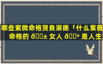 哪些紫微命格贤良淑德「什么紫薇命格的 🐱 女人 🐺 是人生大赢家」